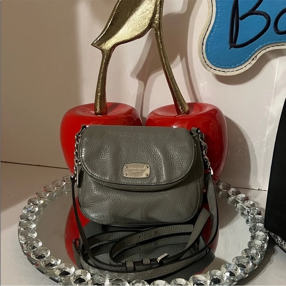 Michael Kors Pebble Gray Leather Crossbody Bag
